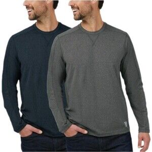 Rugged Elements Men's M Sueded Long Sleeve Crew Tee 2-pack Grey & Dark Blue